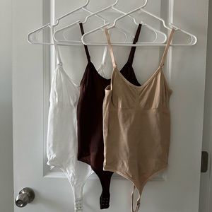 Zela 3 Pack Snatched Bodysuits (White, Nude, Brown)